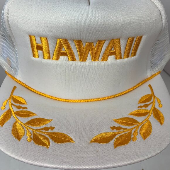 Vintage HAWAII HAWAIIAN Headwear Embroidered Gold Leaf & Rope Snap Back Hat - Picture 2 of 11